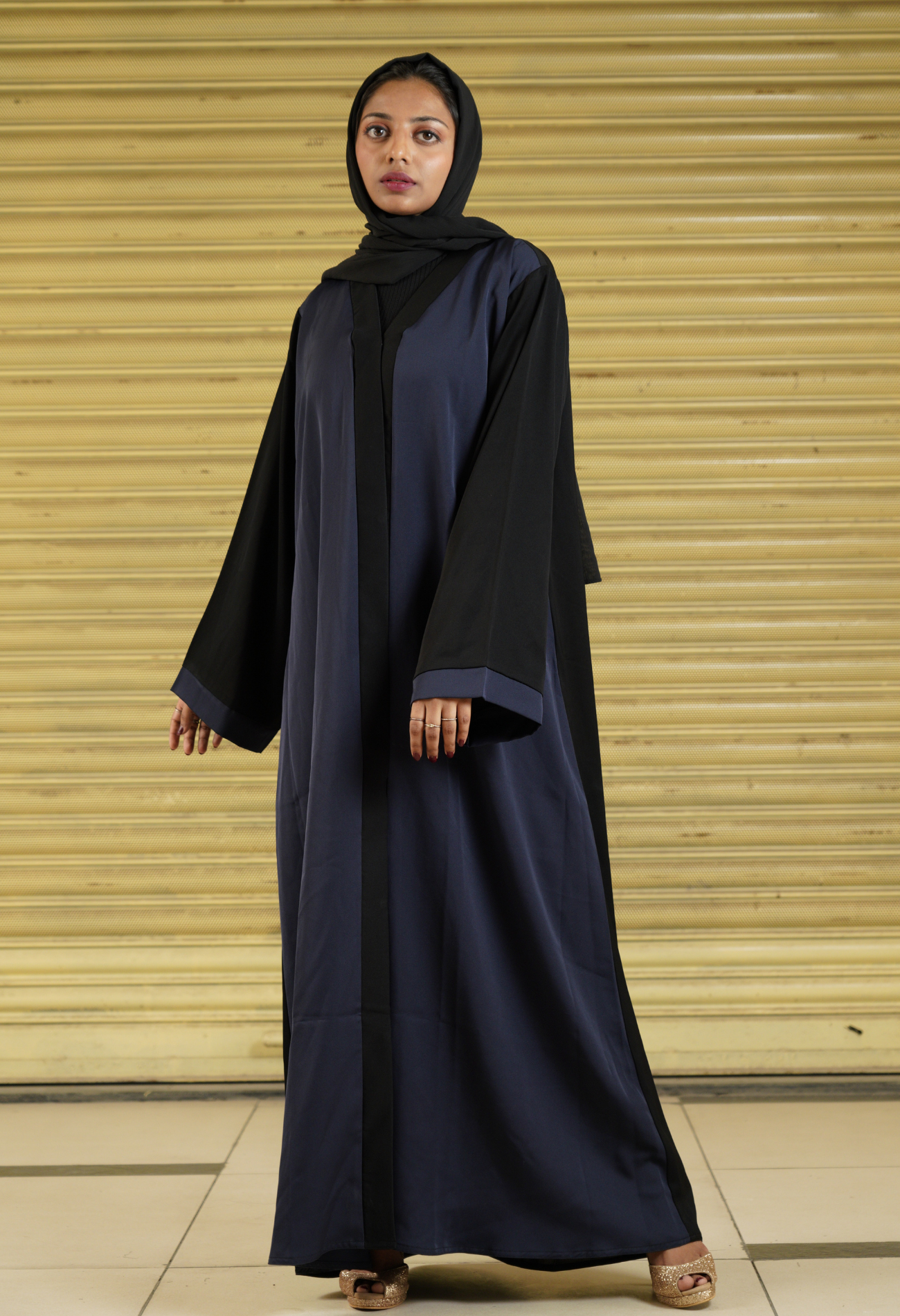Two Tone Front Open Abaya