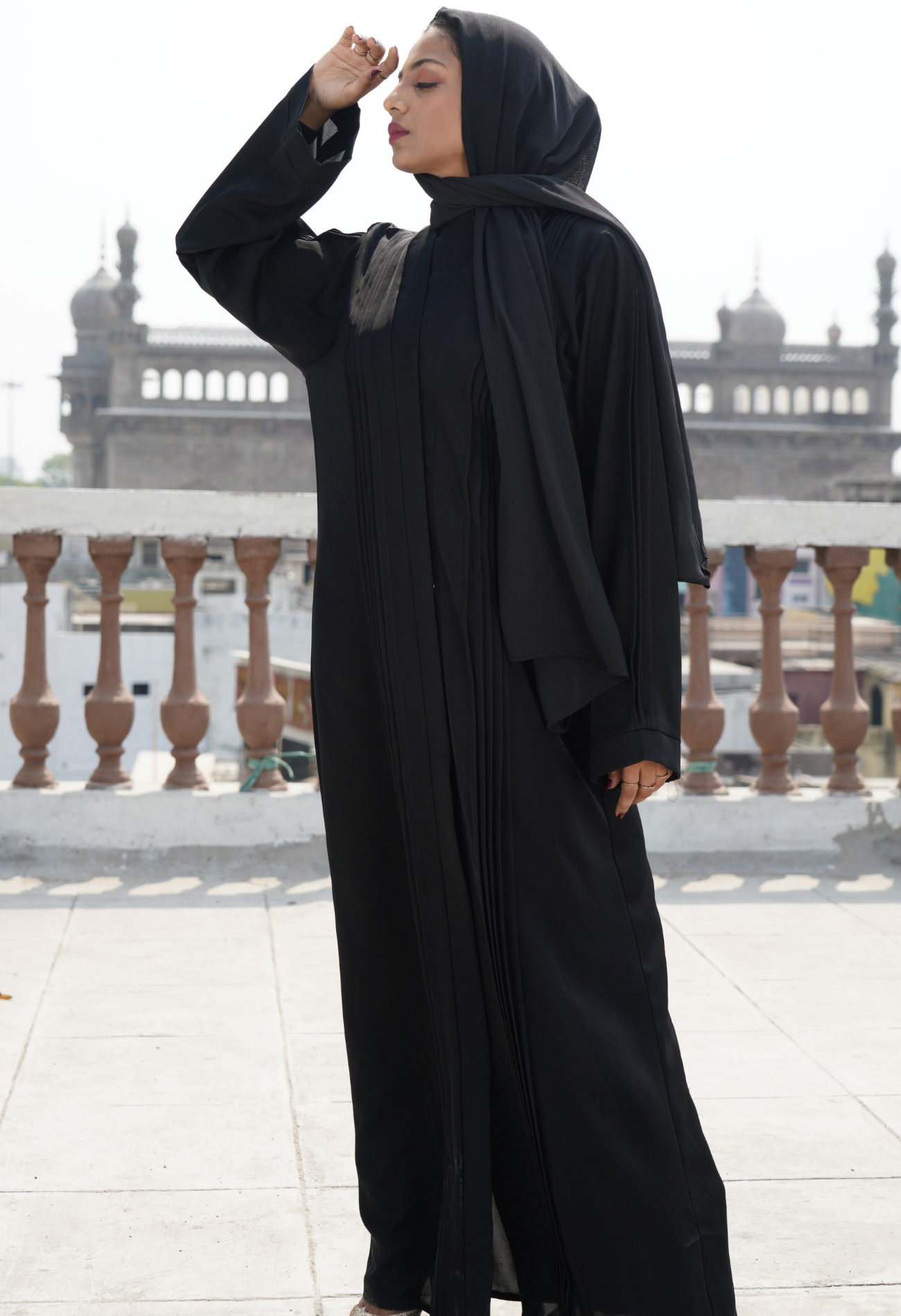 Black Pentax Front Open Abaya