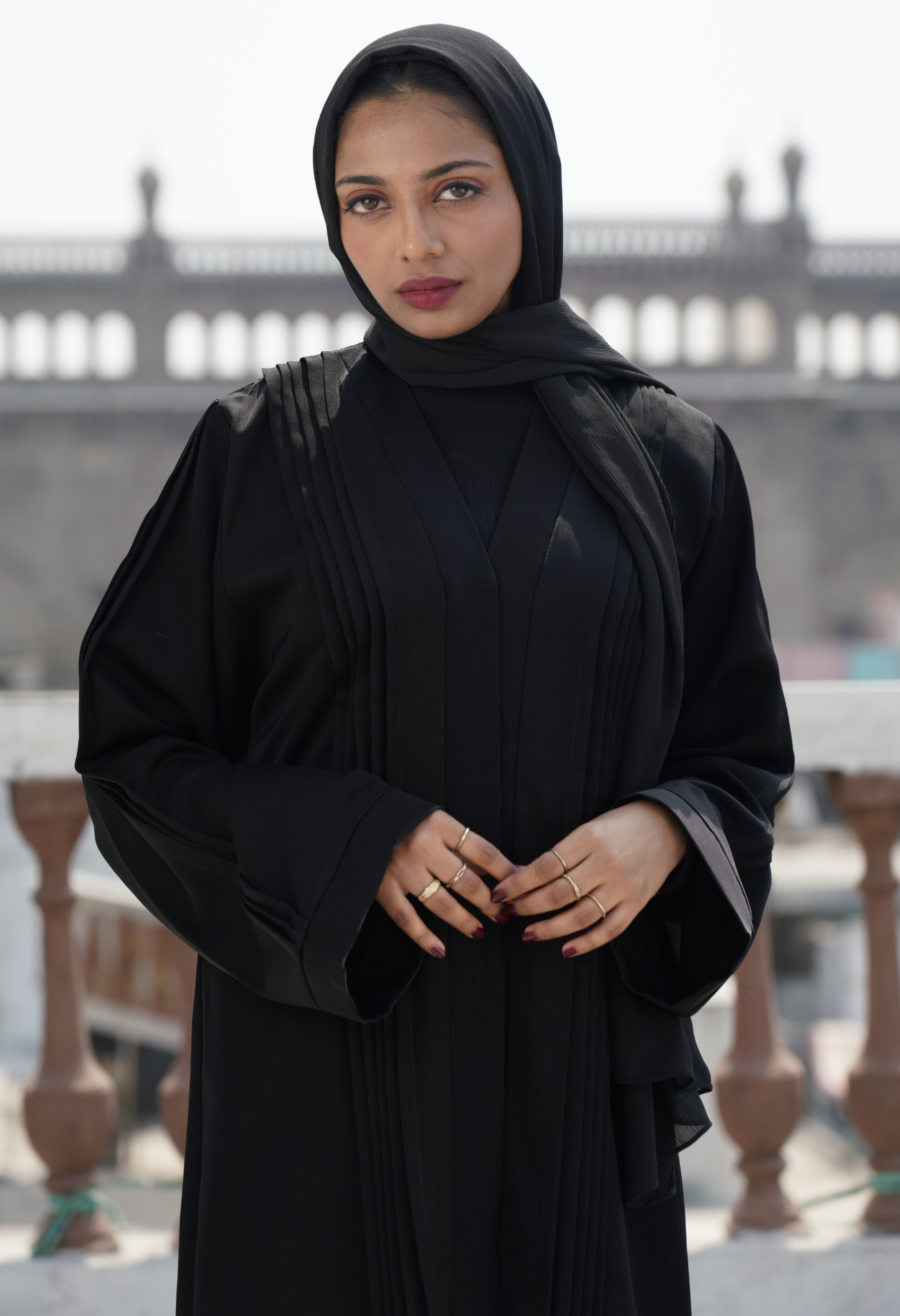 Black Pentax Front Open Abaya