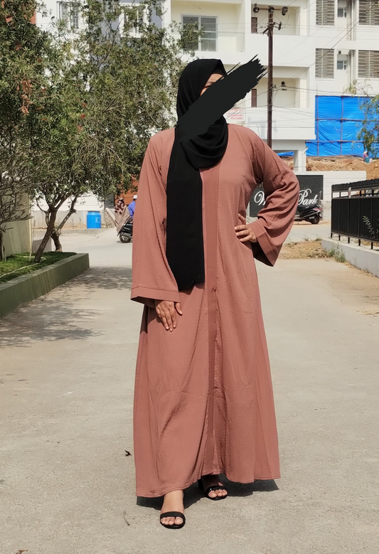 Front Open Texture Color Abaya