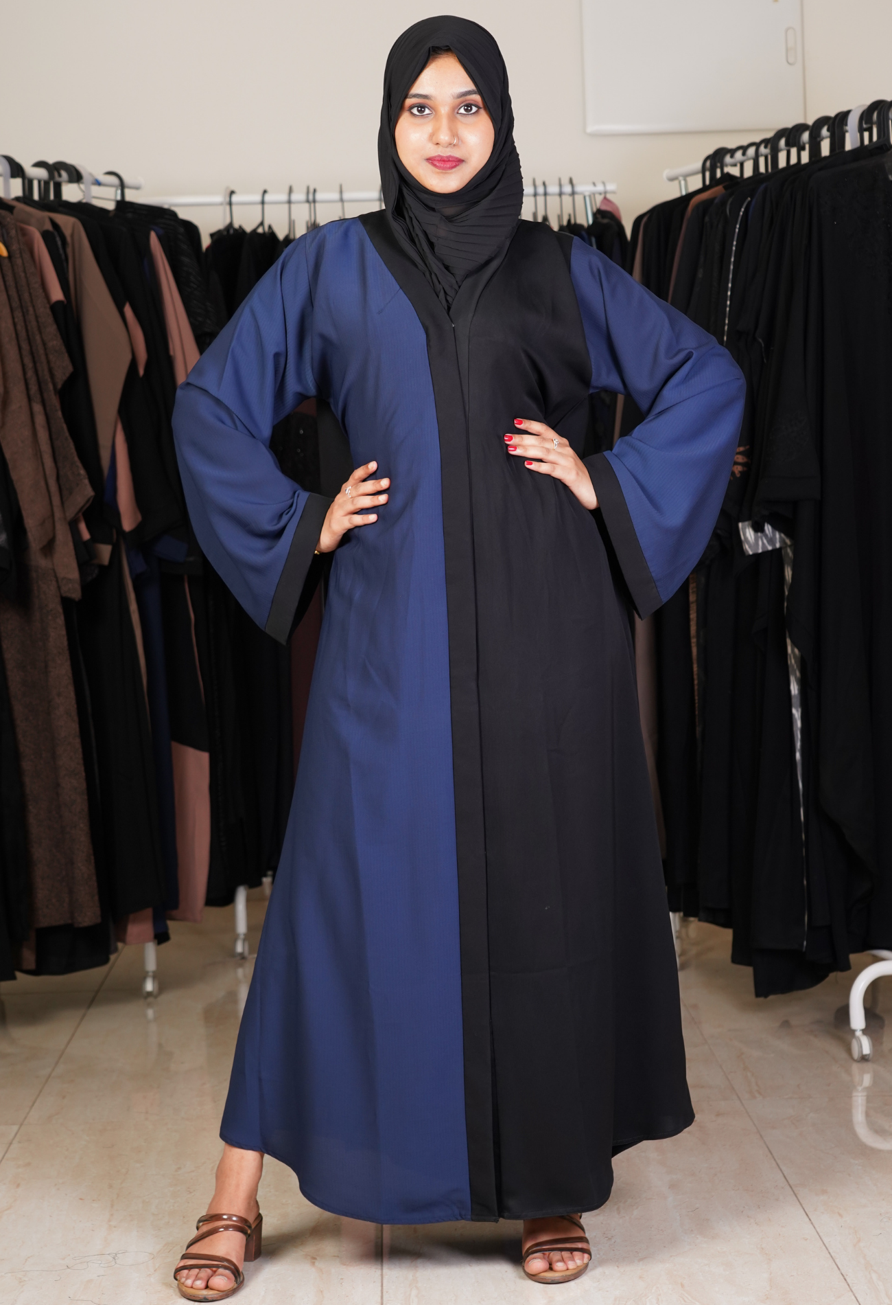 Two Tone Abaya Front Open Abaya