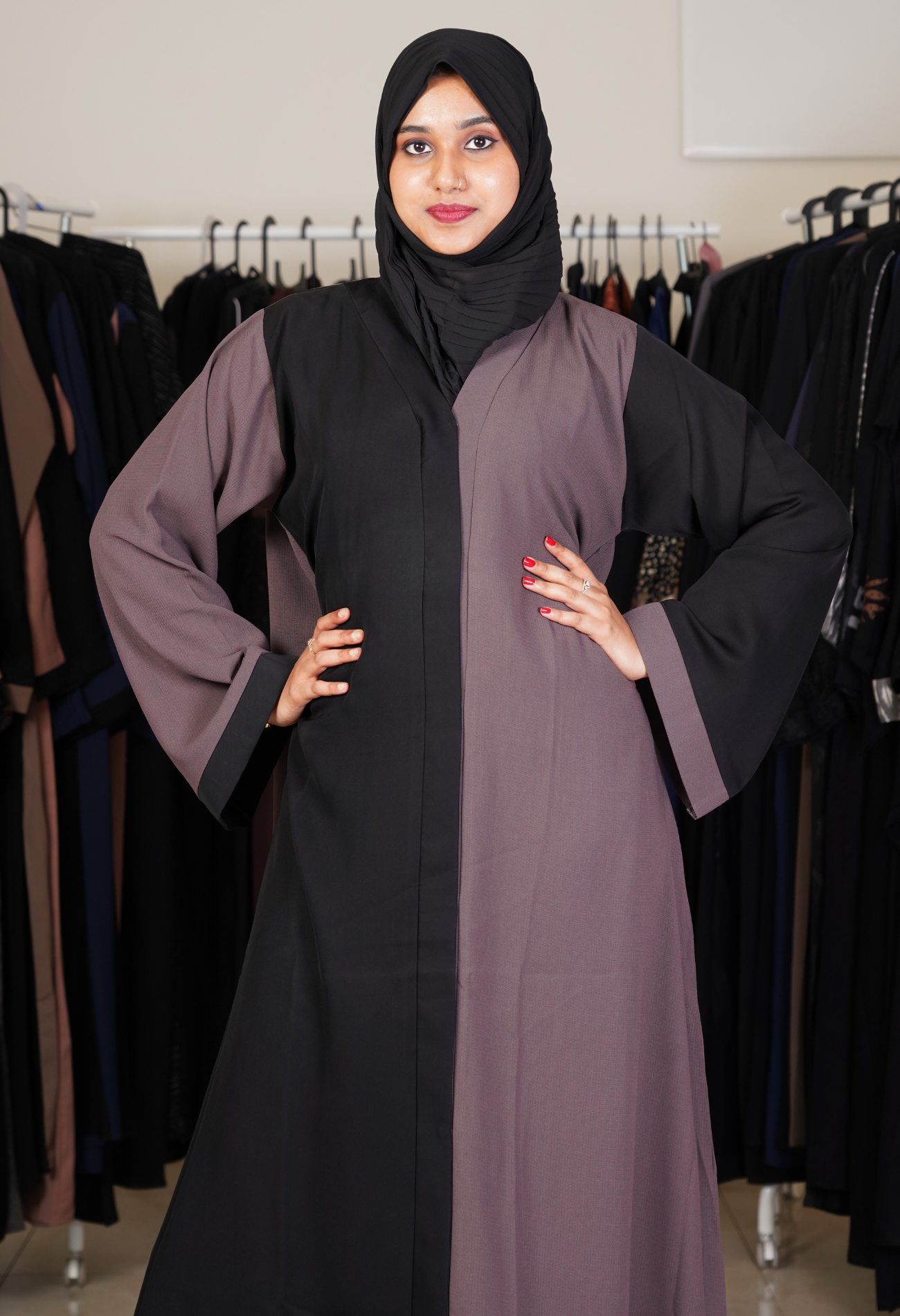 Two Tone Front Open Abaya