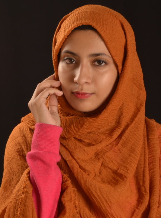 Brunt Orange Crinkle/Wrinkle Hijab
