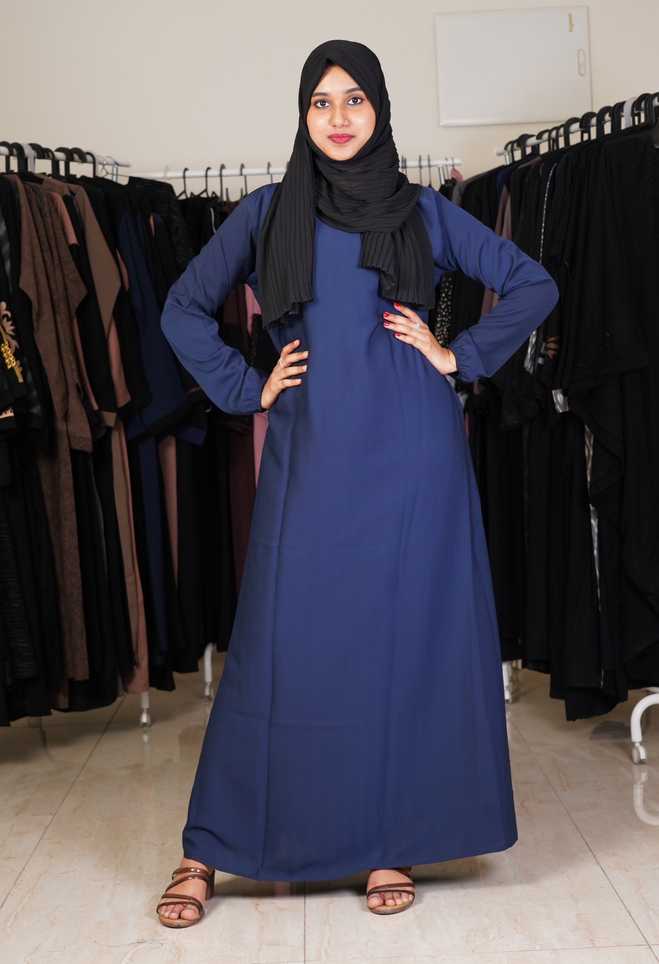 Basic Navy Blue Closed Abaya(Maxi)