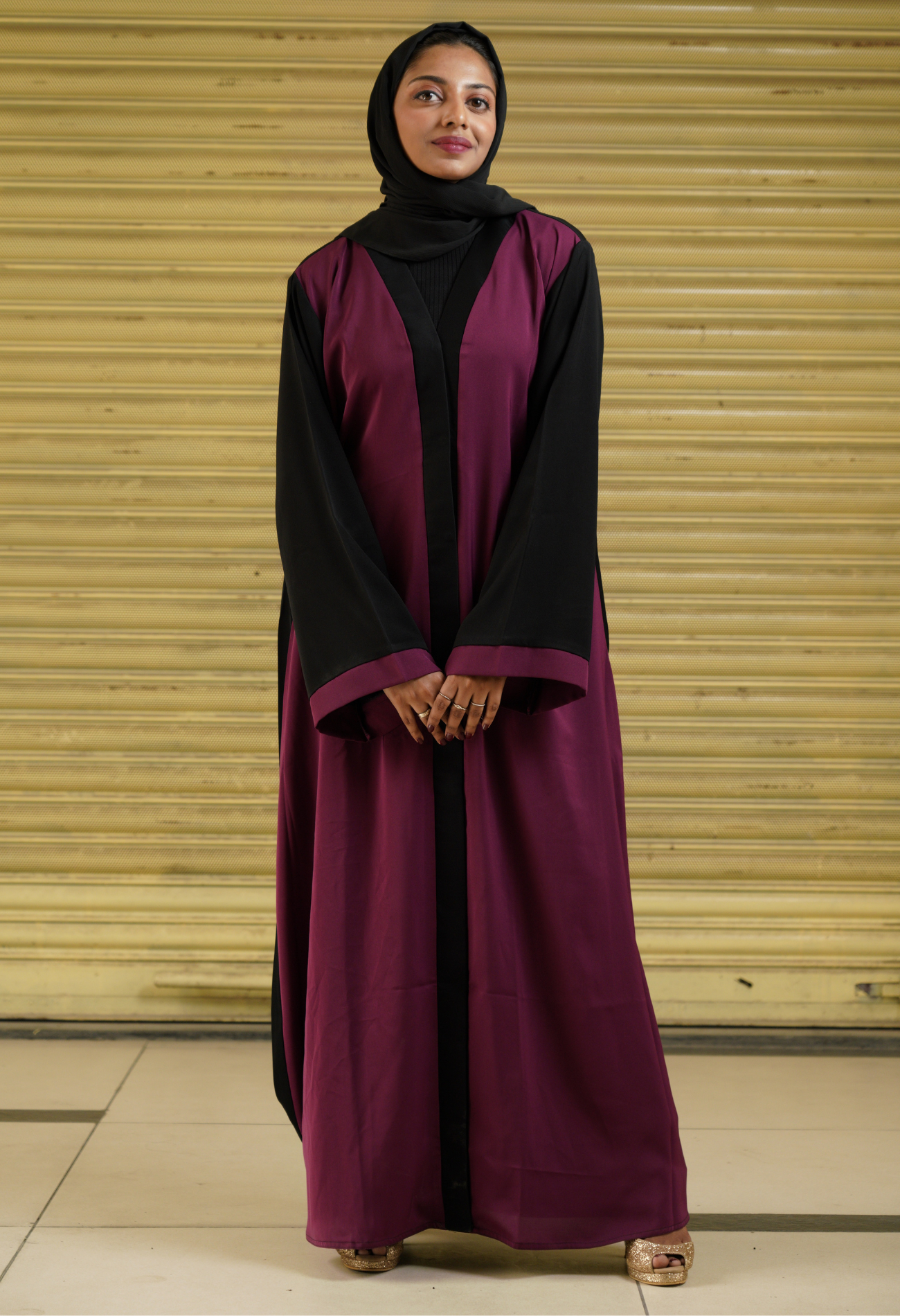 Two Tone Front Open Abaya