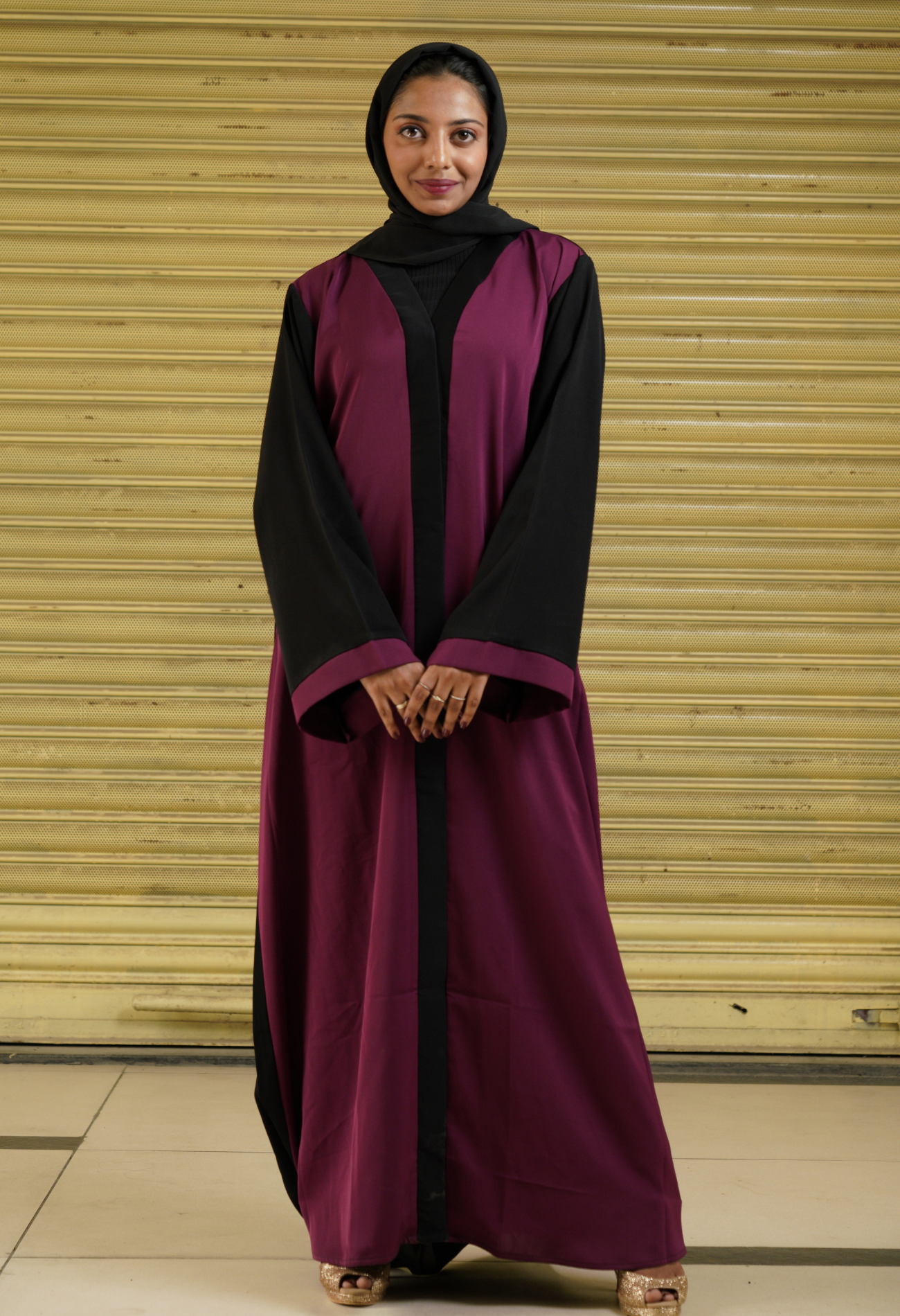 Two Tone Front Open Abaya