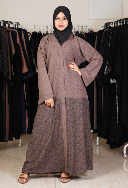 Printed Front Open Abaya