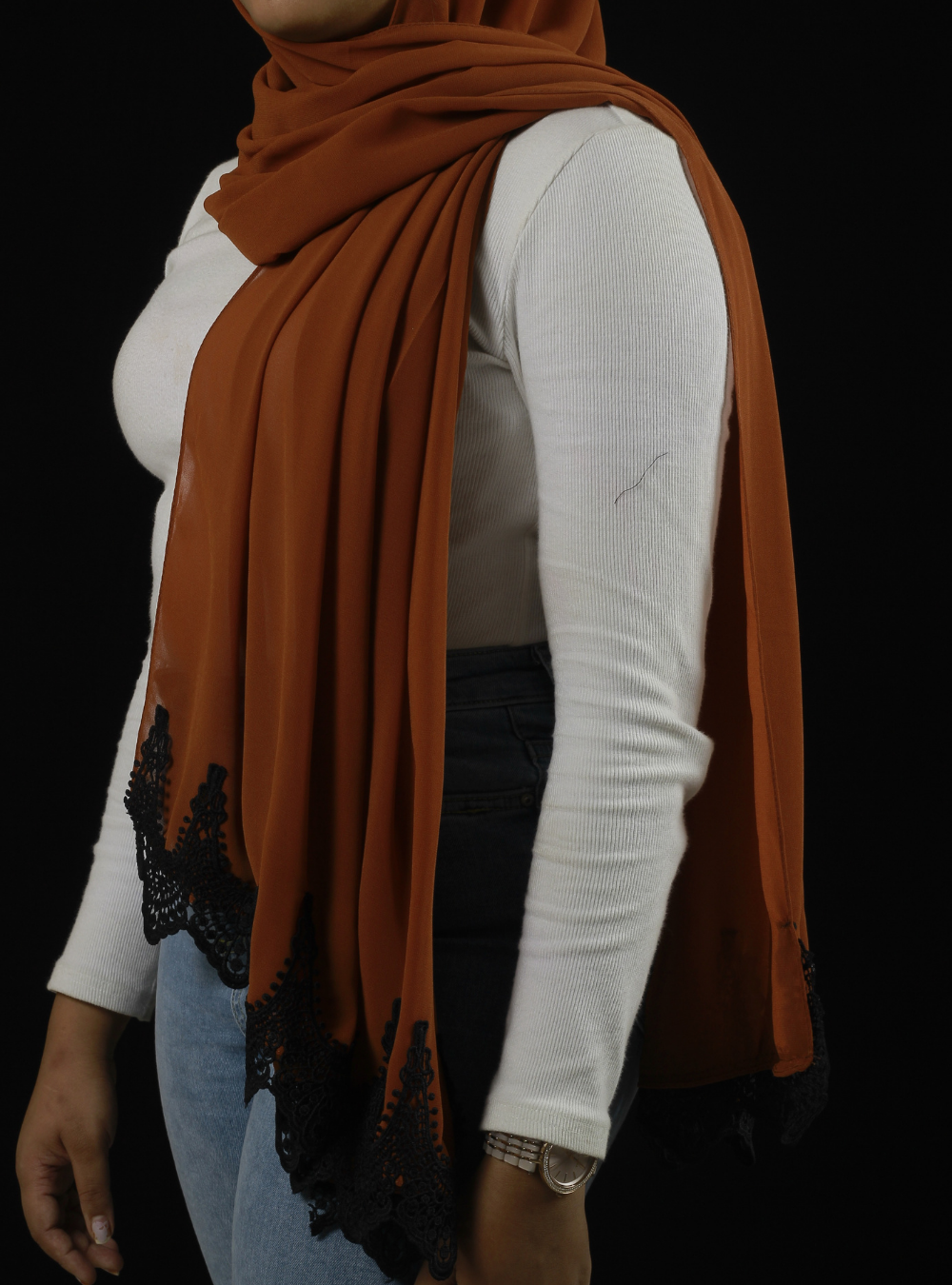 Burnt Orange Premium Lace Hijab