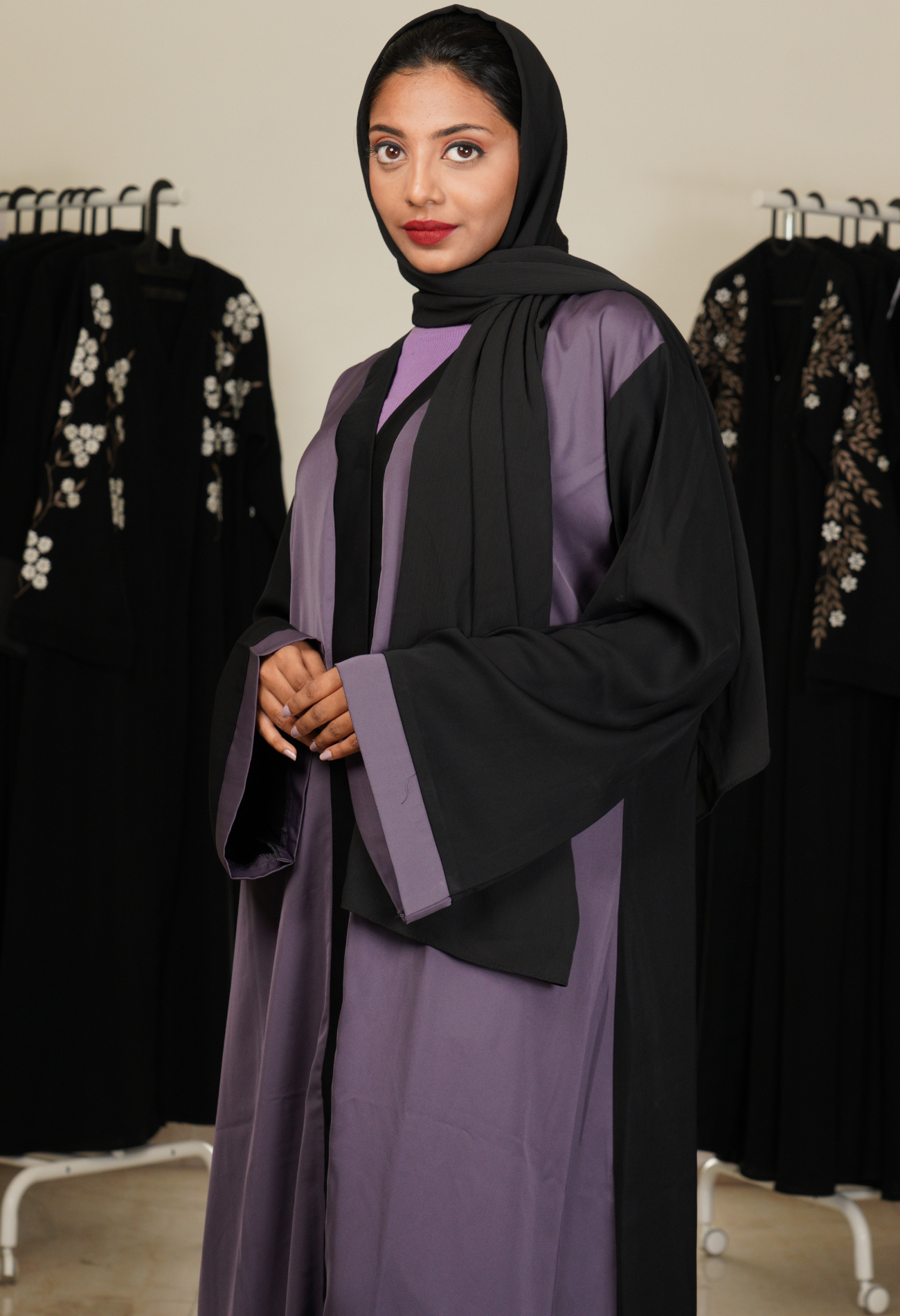 Two Tone Front Open Abaya