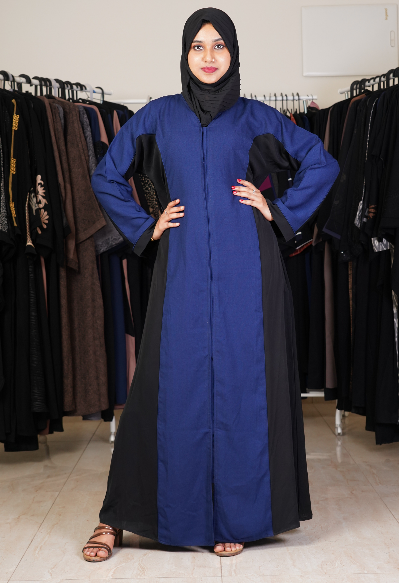 Two Tone Front Open Abaya