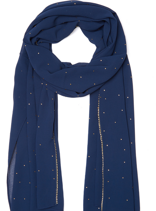 Navy Blue Rhinestone Hijab