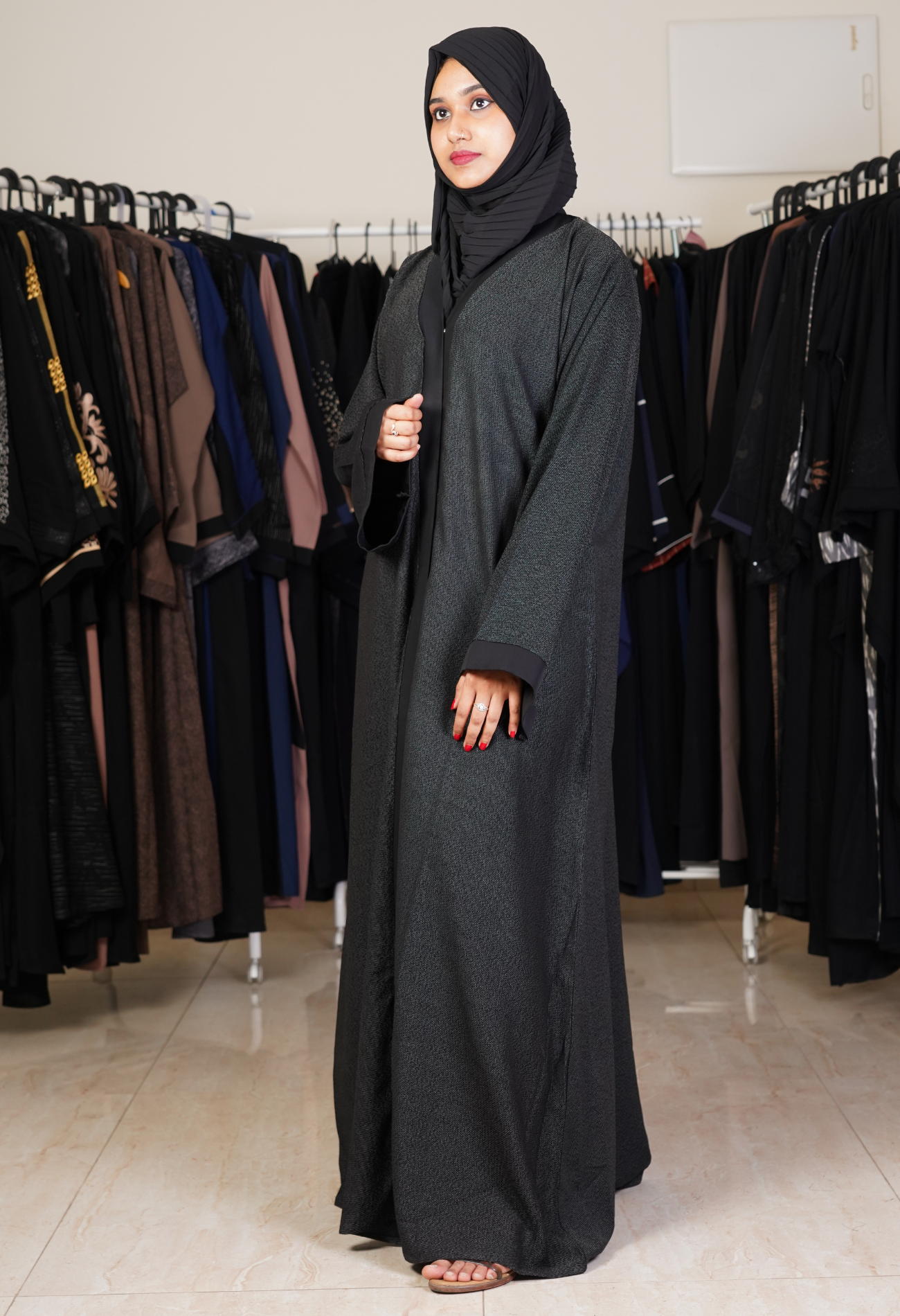 Basic Plain Front Open Abaya