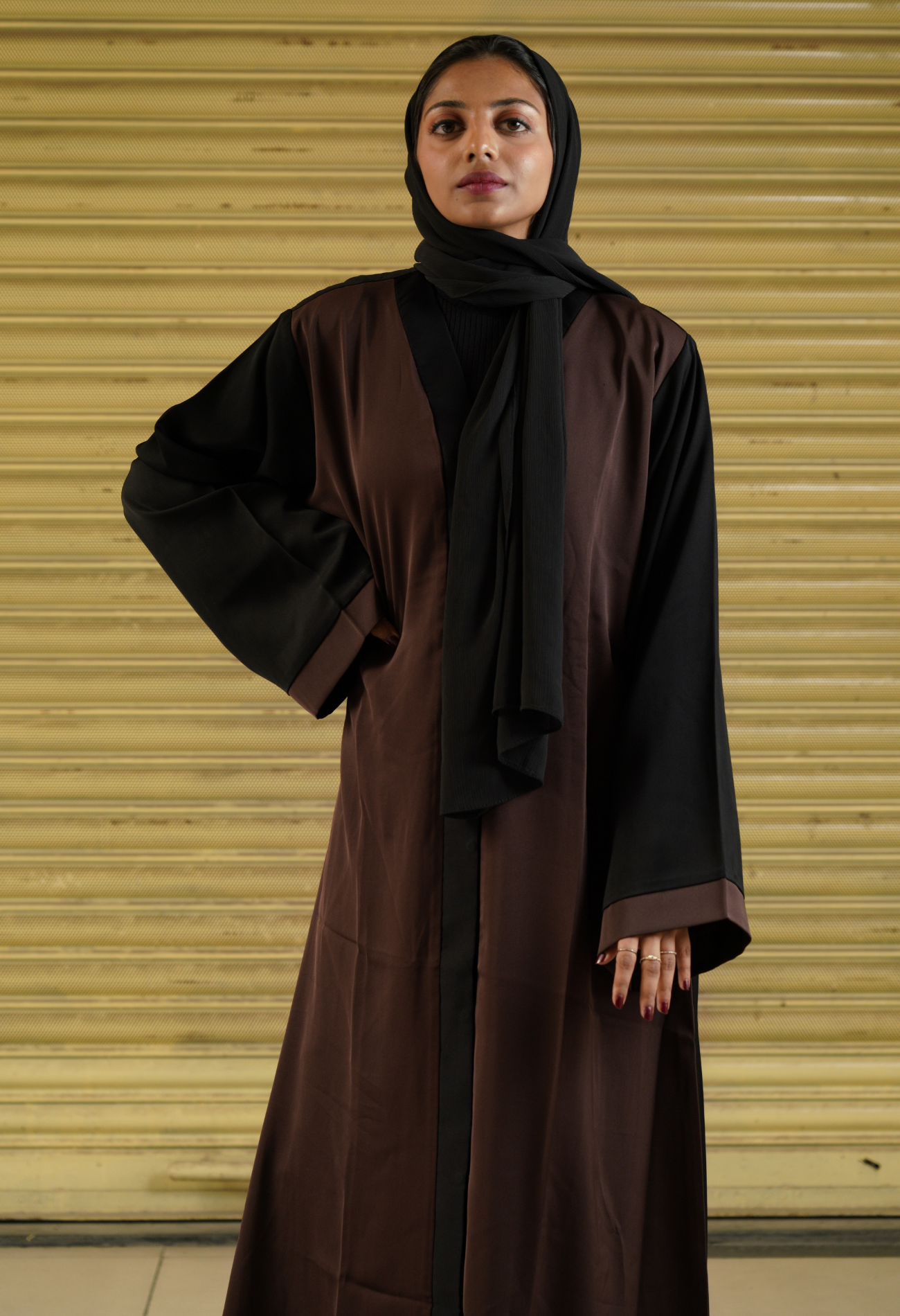 Two Tone Front Open Abaya