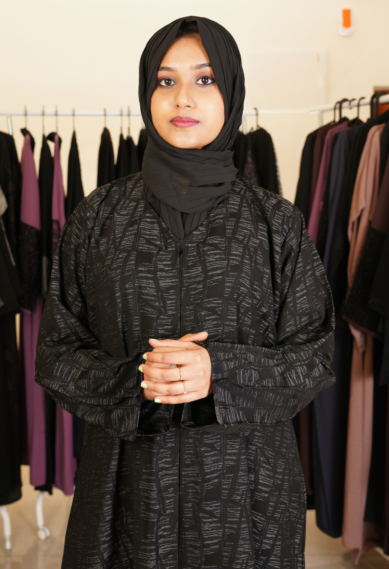 Self Design Front Open Abaya