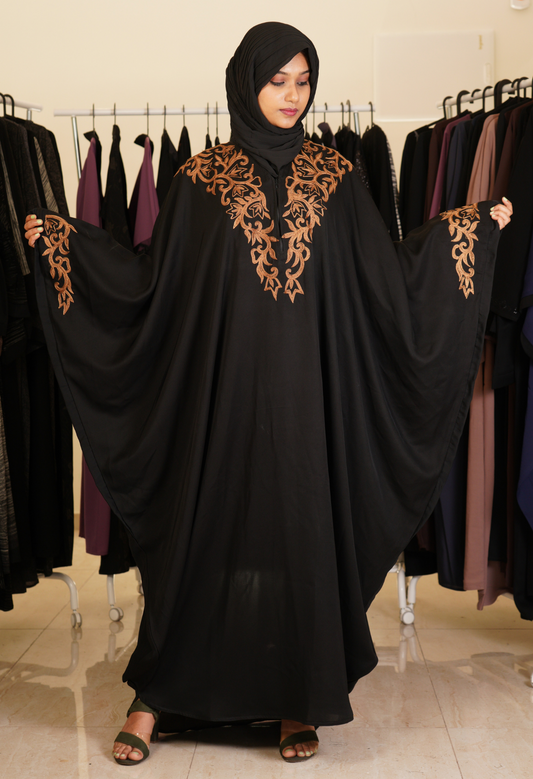 Black Kaftaan Abaya With Aari Work