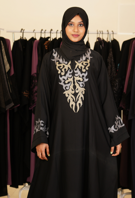 Black Maxi Abaya With Aari Work