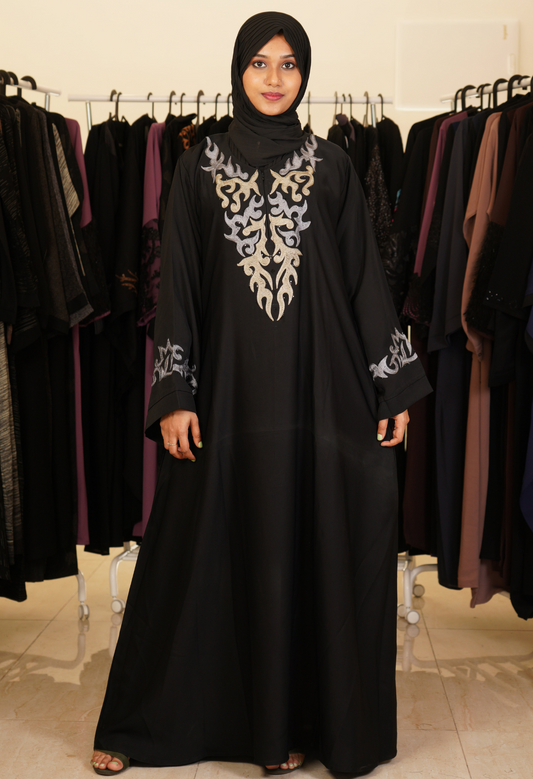 Black Maxi Abaya With Aari Work