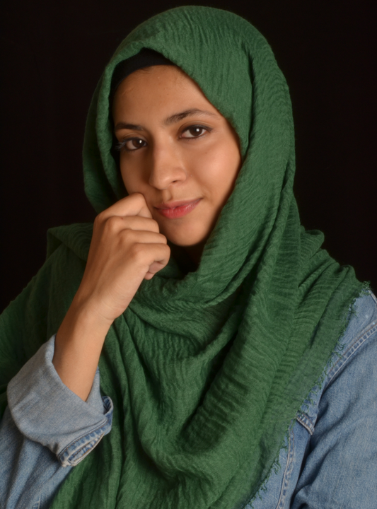 Green Crinkle/Wrinkle Cotton Hijab