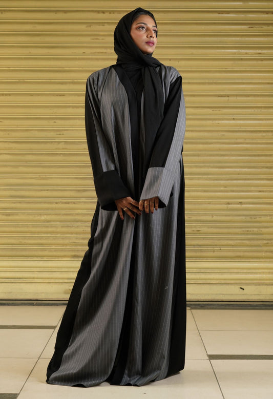 Two Tone Front Open Abaya
