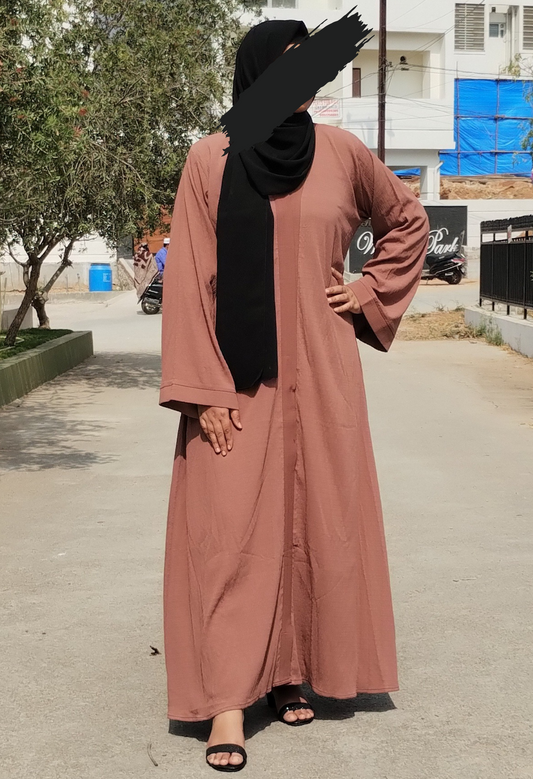 Front Open Abaya Texture Peach Abaya