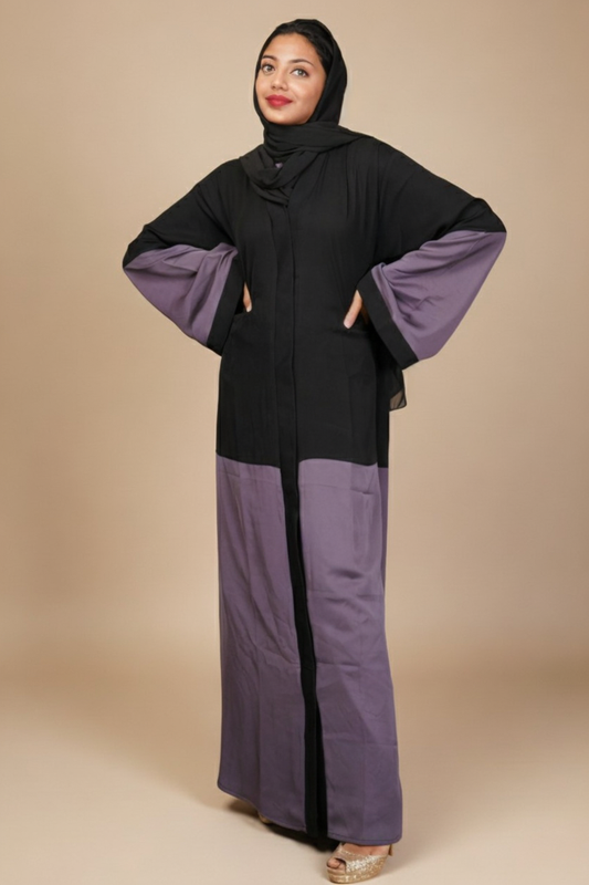Two Tone Front Open Abaya