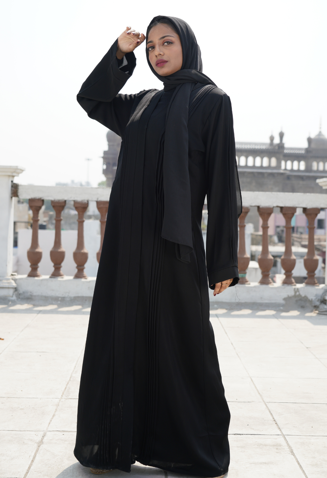 Black Pentax Front Open Abaya