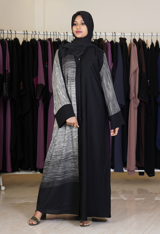 Two Tone Front Open Abaya